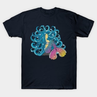 Blue Hair Rainbow Mermaid T-Shirt